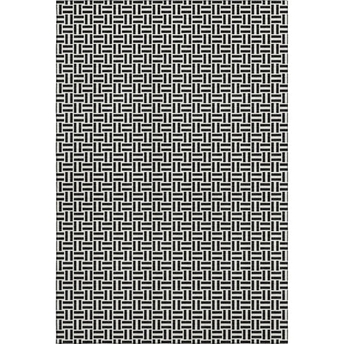 9' X 12' Black And Ivory Geometric Washable Area Rug With UV Protection