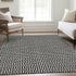 9' X 12' Black And Ivory Geometric Washable Area Rug With UV Protection