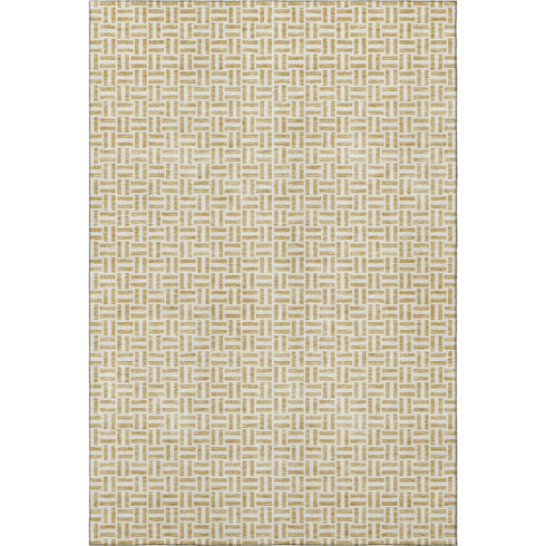 5' X 8' Gold And Ivory Geometric Washable Area Rug With UV Protection