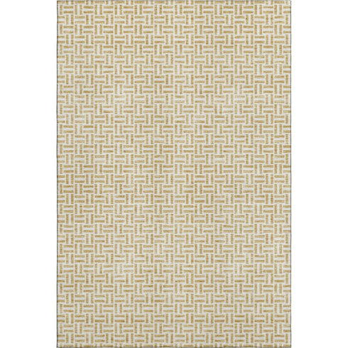 9' X 12' Gold And Ivory Geometric Washable Area Rug With UV Protection