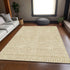 9' X 12' Gold And Ivory Geometric Washable Area Rug With UV Protection