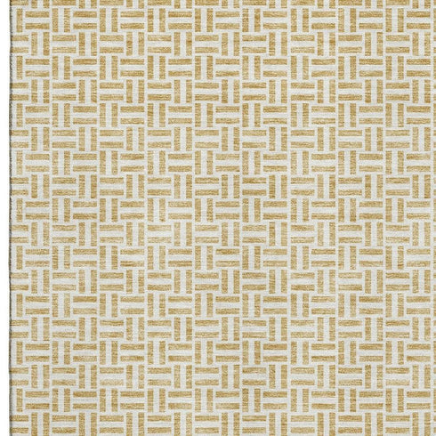 9' X 12' Gold And Ivory Geometric Washable Area Rug With UV Protection