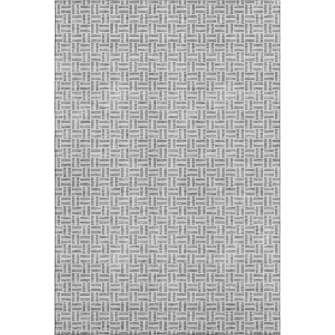 5' X 8' Gray And Ivory Geometric Washable Area Rug With UV Protection