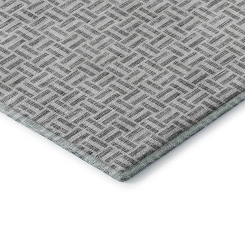 5' X 8' Gray And Ivory Geometric Washable Area Rug With UV Protection