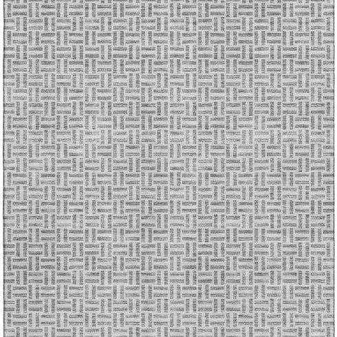 5' X 8' Gray And Ivory Geometric Washable Area Rug With UV Protection