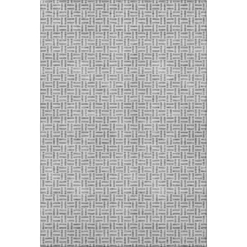 5' X 8' Gray And Ivory Geometric Washable Area Rug With UV Protection