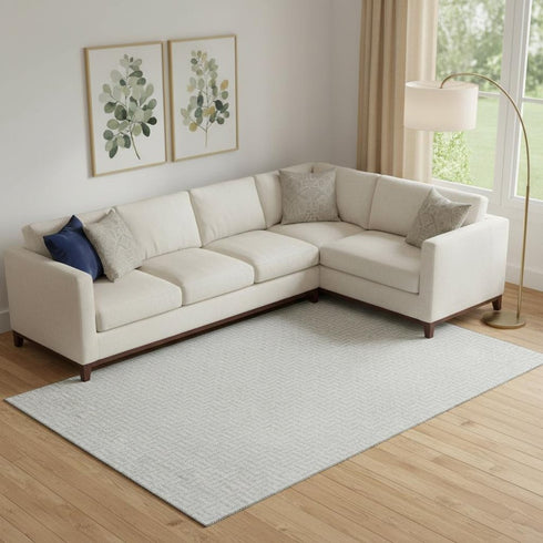 8' X 10' Silver And Ivory Geometric Washable Area Rug With UV Protection