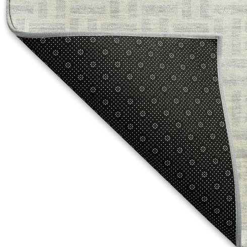 8' X 10' Silver And Ivory Geometric Washable Area Rug With UV Protection