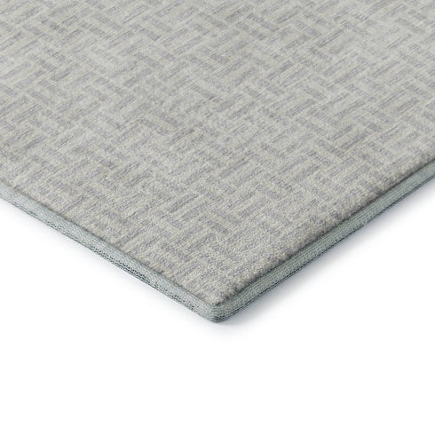 8' X 10' Silver And Ivory Geometric Washable Area Rug With UV Protection