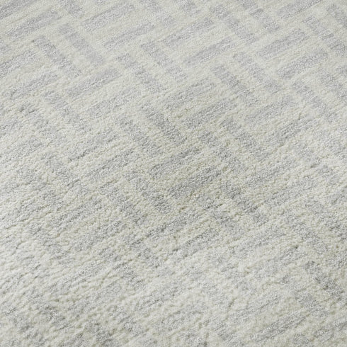 8' X 10' Silver And Ivory Geometric Washable Area Rug With UV Protection