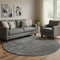 8' Black And Ivory Geometric Washable Round Rug With UV Protection