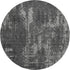 8' Black And Ivory Geometric Washable Round Rug With UV Protection
