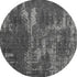 8' Black And Ivory Geometric Washable Round Rug With UV Protection