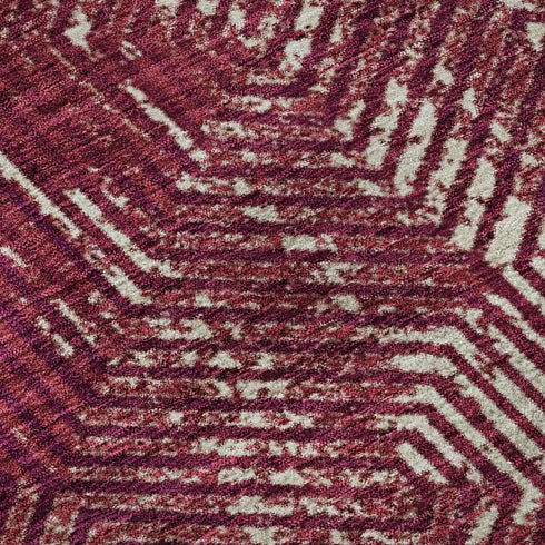5' X 8' Burgundy And Ivory Geometric Washable Area Rug With UV Protection