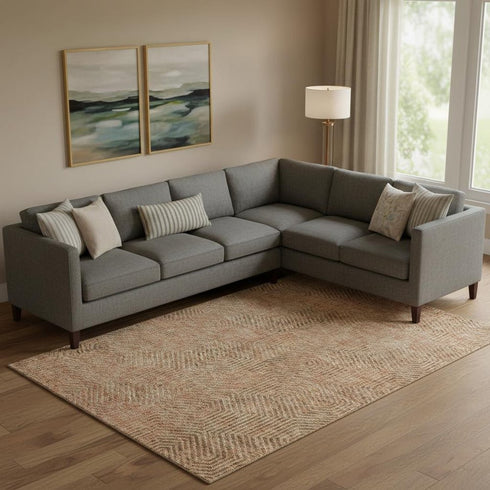 8' X 10' Copper And Beige Geometric Washable Area Rug With UV Protection
