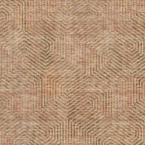 8' X 10' Copper And Beige Geometric Washable Area Rug With UV Protection
