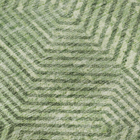 5' X 8' Green And Ivory Geometric Washable Area Rug With UV Protection