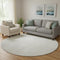8' Ivory And Beige Geometric Washable Round Rug With UV Protection