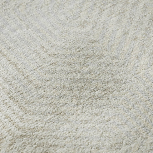 8' Ivory And Beige Geometric Washable Round Rug With UV Protection