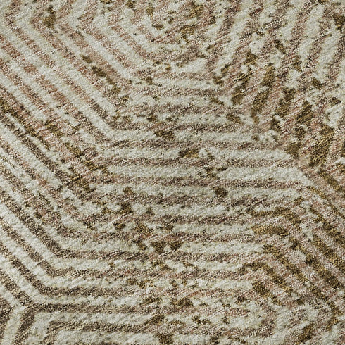5' X 8' Coffee And Beige Geometric Washable Area Rug With UV Protection