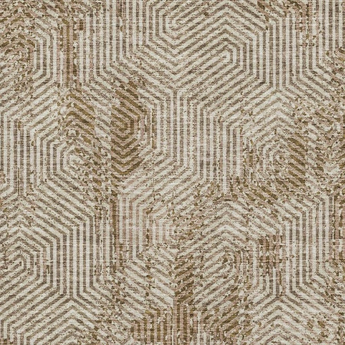 5' X 8' Coffee And Beige Geometric Washable Area Rug With UV Protection