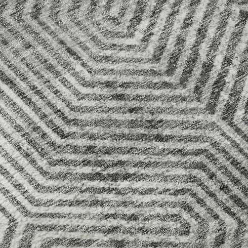 9' X 12' Silver And Gray Geometric Washable Area Rug With UV Protection