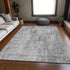 9' X 12' Silver And Gray Geometric Washable Area Rug With UV Protection