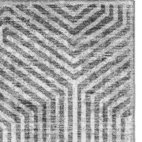 9' X 12' Silver And Gray Geometric Washable Area Rug With UV Protection