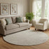 8' Taupe And Beige Geometric Washable Round Rug With UV Protection