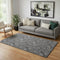 5' X 8' Black And Ivory Floral Washable Area Rug With UV Protection