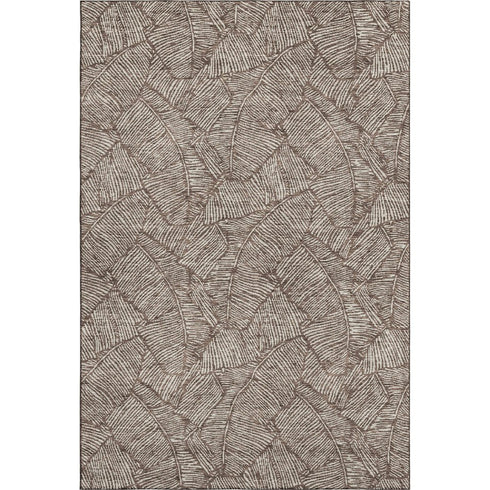 8' X 10' Brown And Beige Floral Washable Area Rug With UV Protection