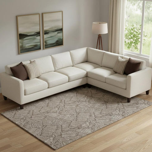 8' X 10' Brown And Beige Floral Washable Area Rug With UV Protection