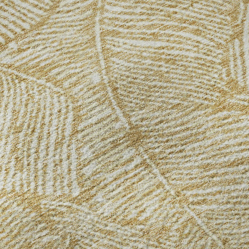 5' X 8' Gold And Ivory Floral Washable Area Rug With UV Protection