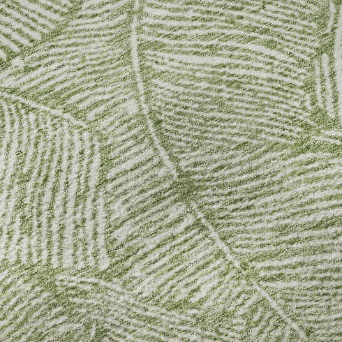5' X 8' Green And Ivory Floral Washable Area Rug With UV Protection