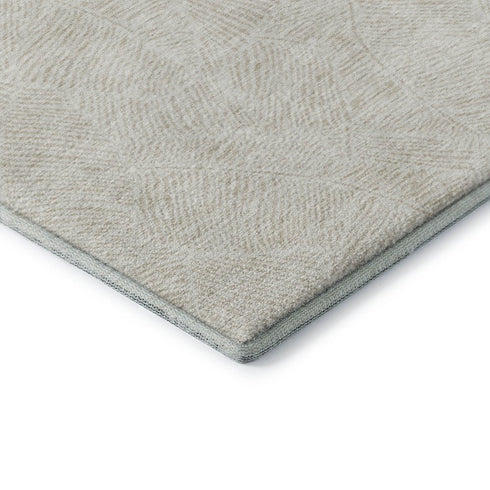 8' Ivory And Beige Floral Washable Round Rug With UV Protection
