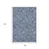 5' X 8' Navy Blue And Ivory Floral Washable Area Rug With UV Protection