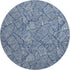 8' Navy Blue And Ivory Floral Washable Round Rug With UV Protection