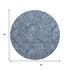 8' Navy Blue And Ivory Floral Washable Round Rug With UV Protection