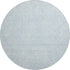 8' Sky Blue And Ivory Floral Washable Round Rug With UV Protection