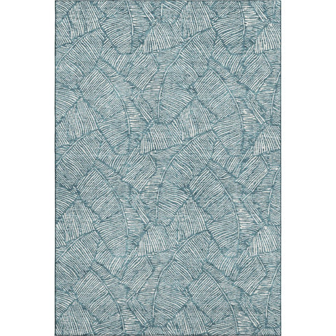 5' X 8' Teal And Ivory Floral Washable Area Rug With UV Protection
