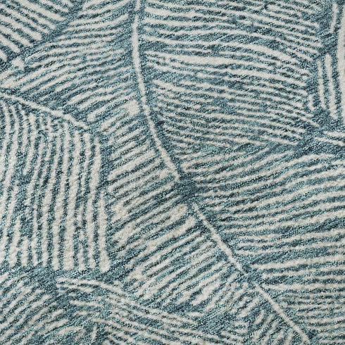 5' X 8' Teal And Ivory Floral Washable Area Rug With UV Protection