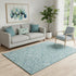 5' X 8' Teal And Ivory Floral Washable Area Rug With UV Protection