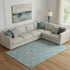8' X 10' Teal And Ivory Floral Washable Area Rug With UV Protection