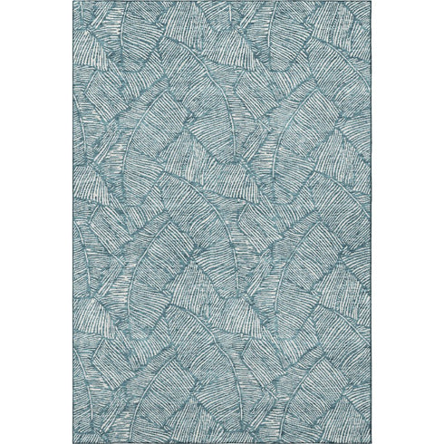 8' X 10' Teal And Ivory Floral Washable Area Rug With UV Protection