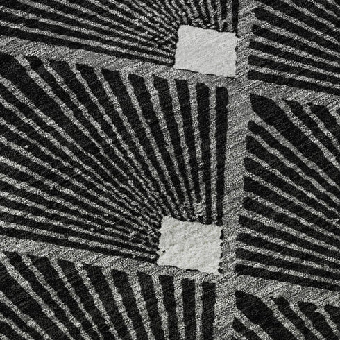 8' X 10' Black And Ivory Abstract Geometric Washable Area Rug With UV Protection
