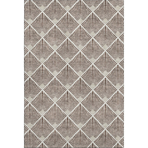 8' X 10' Brown And Beige Abstract Geometric Washable Area Rug With UV Protection