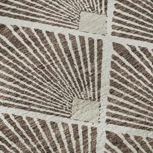 8' X 10' Brown And Beige Abstract Geometric Washable Area Rug With UV Protection