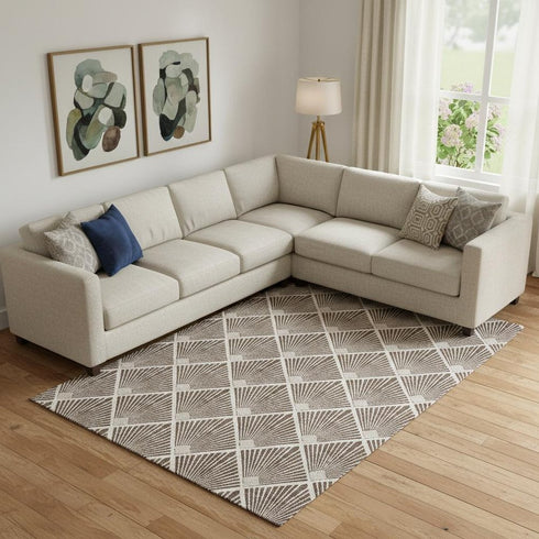 8' X 10' Brown And Beige Abstract Geometric Washable Area Rug With UV Protection