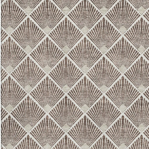 8' X 10' Brown And Beige Abstract Geometric Washable Area Rug With UV Protection
