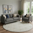 8' Ivory And Beige Abstract Geometric Washable Round Rug With UV Protection